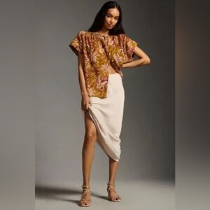 Anthropologie Pilcro Short-Sleeve Batwing Buttoned Blouse S